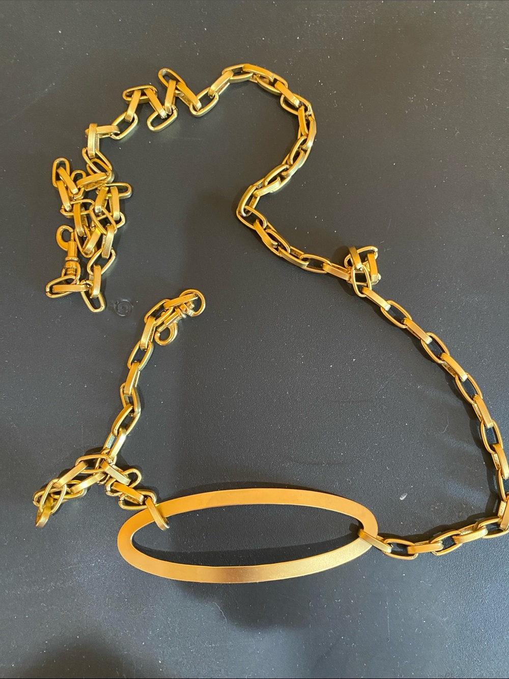 Yochi Gold and Black Oval Link Chain Belt - Women Accessories Belts
